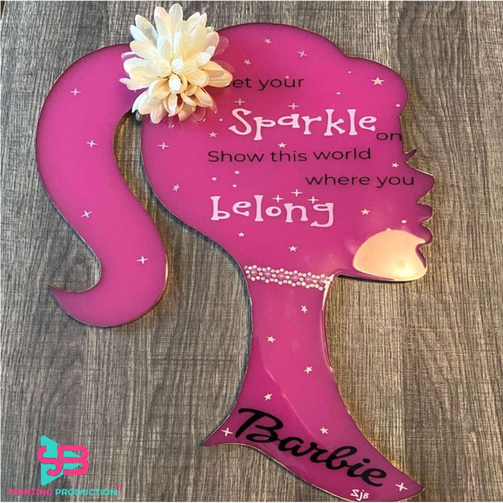SJB Customized Handcrafted Barbie Resin Wall Art with Beautiful Vinyl Wording
